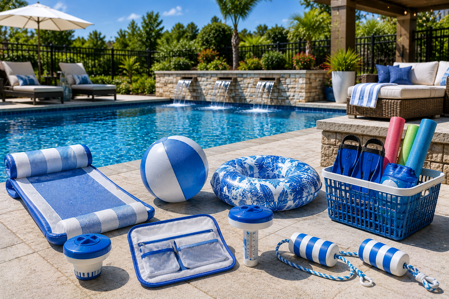 pool accessories for a residential swimming pool