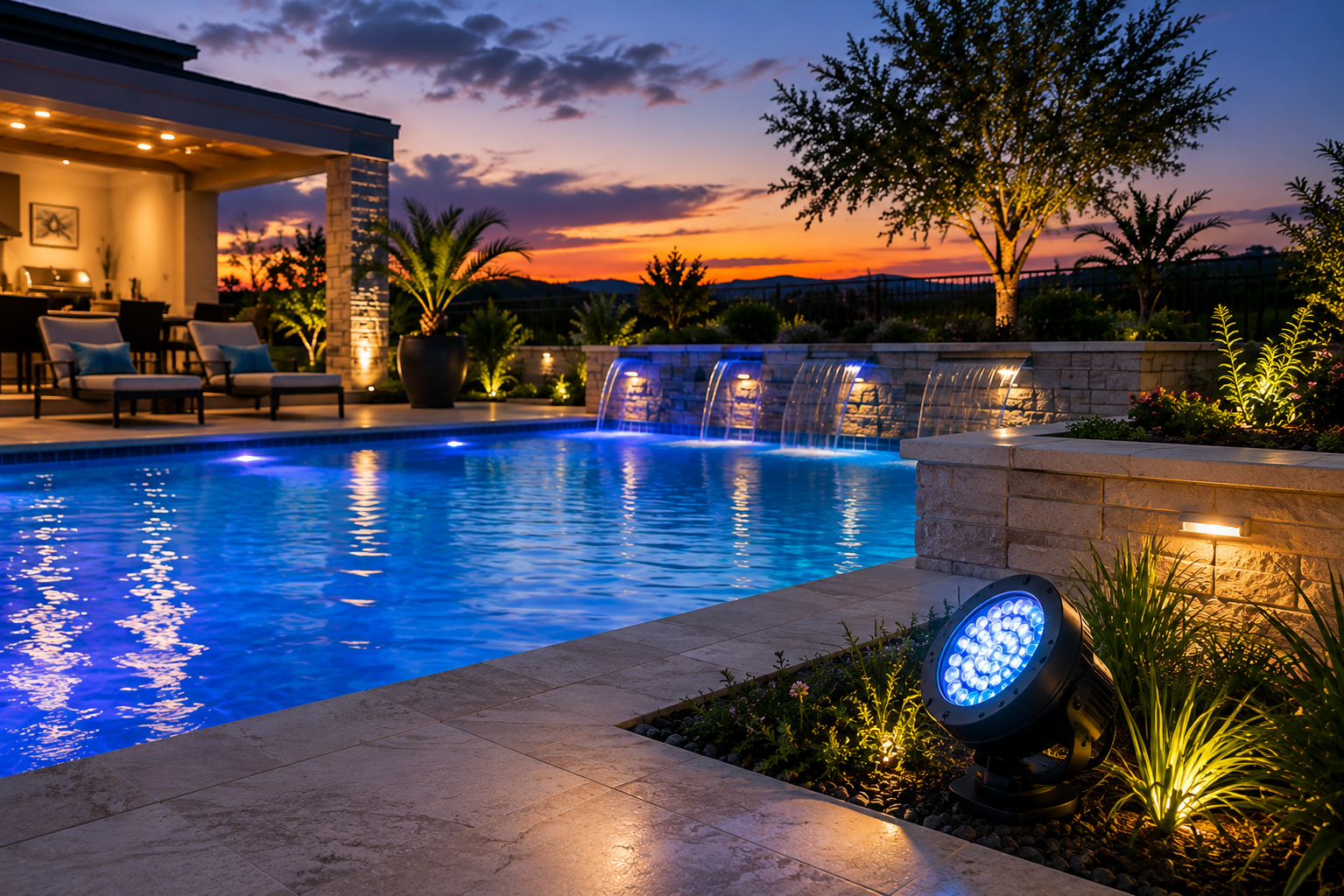 pool lighting for a residential swimming pool